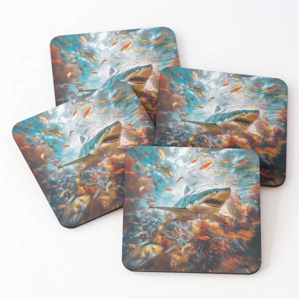 Item preview, Shark Surrounded by Colorful Fish designed and sold by palmyst.