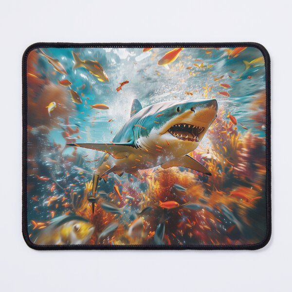 Item preview, Shark Surrounded by Colorful Fish designed and sold by palmyst.