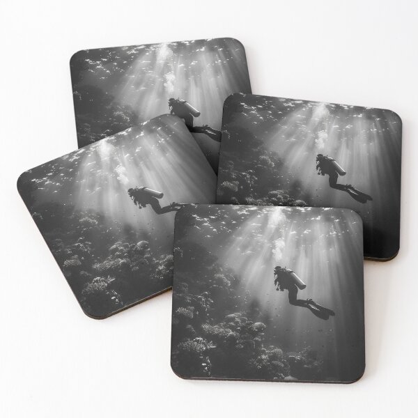 Item preview, Black and White Diver in Light Rays designed and sold by palmyst.