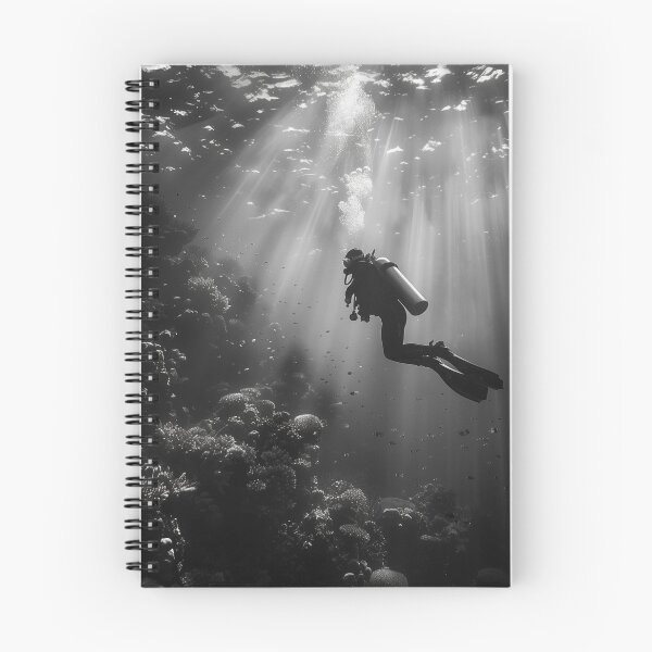 Item preview, Black and White Diver in Light Rays designed and sold by palmyst.