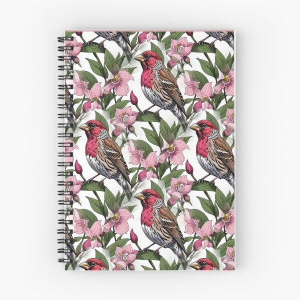 Item preview, New Hampshire Purple Finch And Pink Ladys Slipper Pattern  designed and sold by taiche.