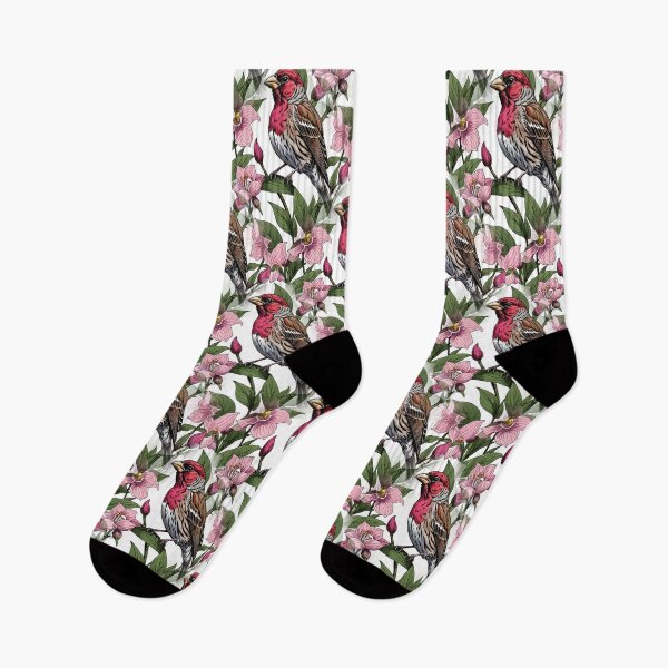 Item preview, New Hampshire Purple Finch And Pink Ladys Slipper Pattern  designed and sold by taiche.