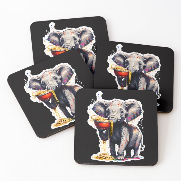 Item preview, Elephant enjoying ramen designed and sold by CreativMee.