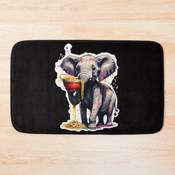 Item preview, Elephant enjoying ramen designed and sold by CreativMee.