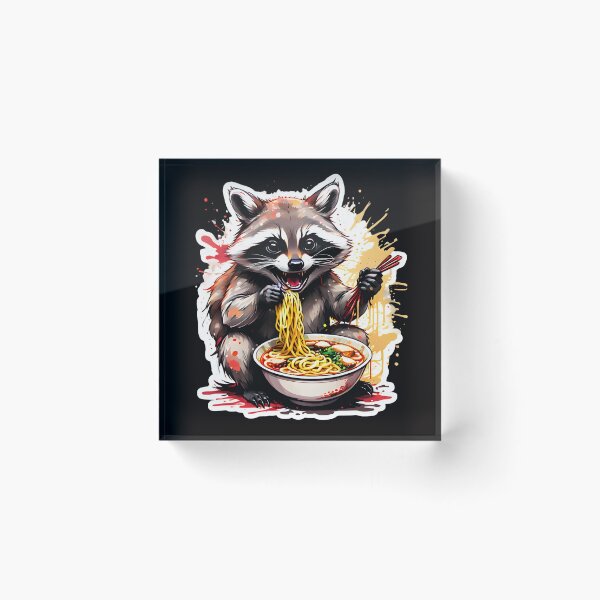 Item preview, Racoon enjoying ramen designed and sold by CreativMee.
