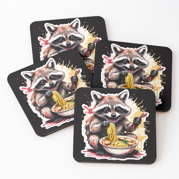 Item preview, Racoon enjoying ramen designed and sold by CreativMee.