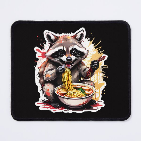 Item preview, Racoon enjoying ramen designed and sold by CreativMee.