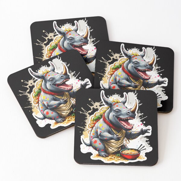 Item preview, Rhino enjoying ramen designed and sold by CreativMee.