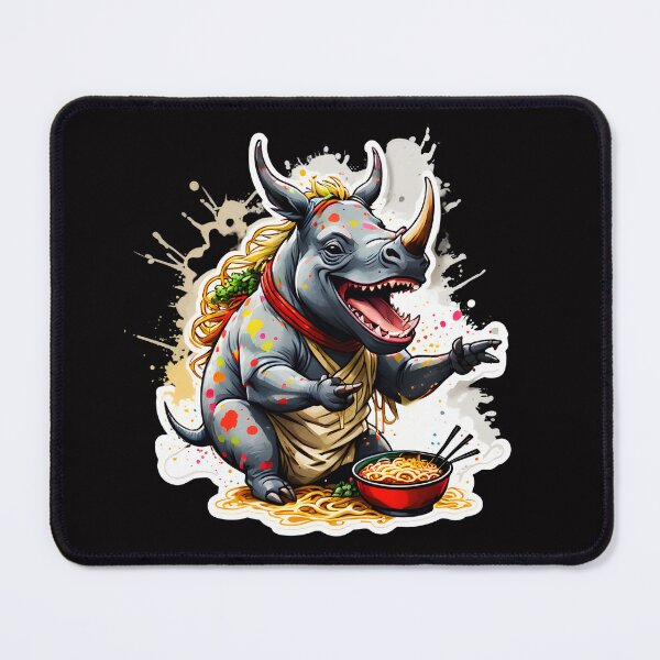 Item preview, Rhino enjoying ramen designed and sold by CreativMee.