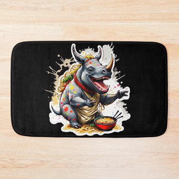 Item preview, Rhino enjoying ramen designed and sold by CreativMee.