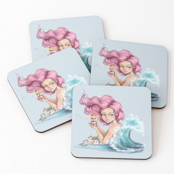 Item preview, Ocean Nautical Art Mermaid Holding Lighthouse Illustration Sea Nautical Art Watercolor designed and sold by CreativeBu.
