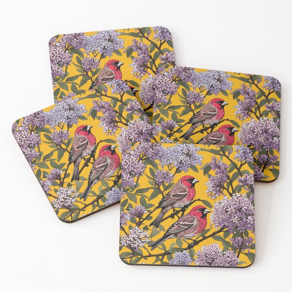 Item preview, New Hampshire Purple Finches And Purple Lilac Blossom designed and sold by taiche.
