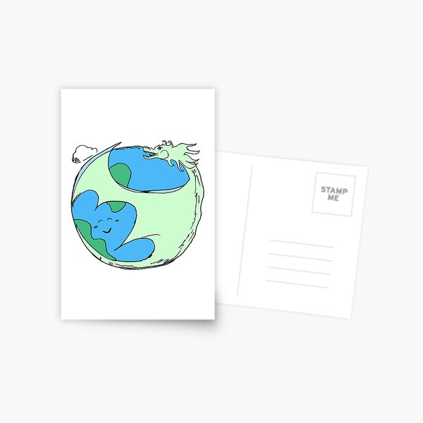 Dragon Hugging Planet Earth Postcard