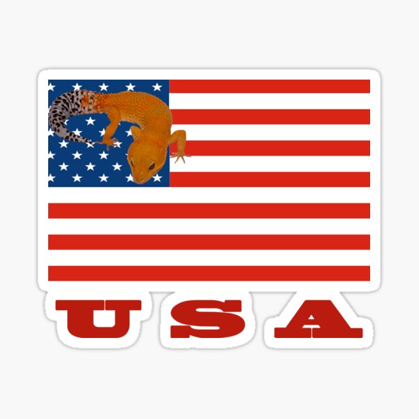 USA American Flag Leopard Gecko Sticker