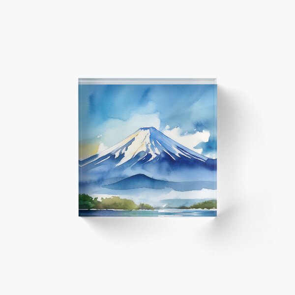 Item preview, Fuji Moutain in Blue sky day watercolor painting designed and sold by WhiteDoveArt.