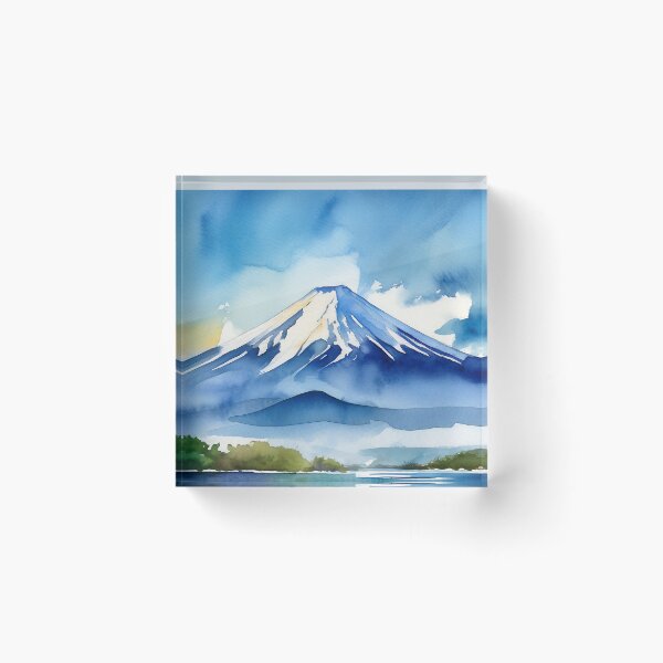 Item preview, Fuji Moutain in Blue sky day watercolor painting designed and sold by WhiteDoveArt.