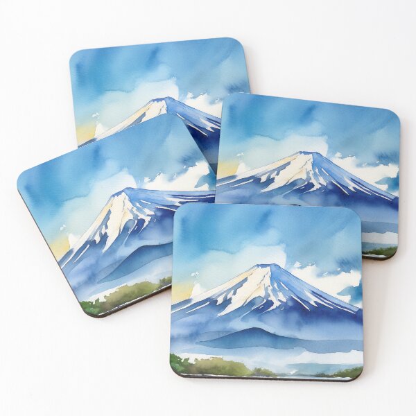 Item preview, Fuji Moutain in Blue sky day watercolor painting designed and sold by WhiteDoveArt.