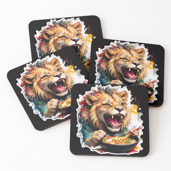 Item preview, Lion enjoying ramen designed and sold by CreativMee.