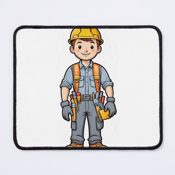 Item preview, Friendly construction worker with hard hat designed and sold by Steffani Lehmann.