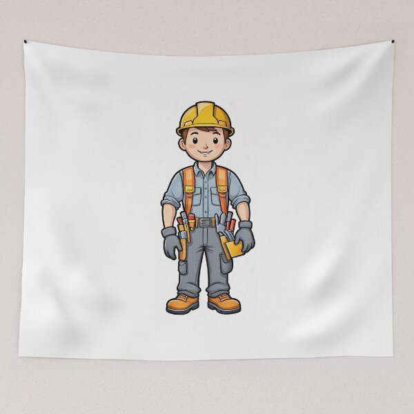 Item preview, Friendly construction worker with hard hat designed and sold by Steffani Lehmann.