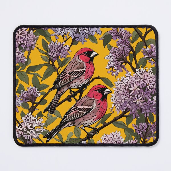 Item preview, New Hampshire Purple Finches And Purple Lilac Blossom designed and sold by taiche.