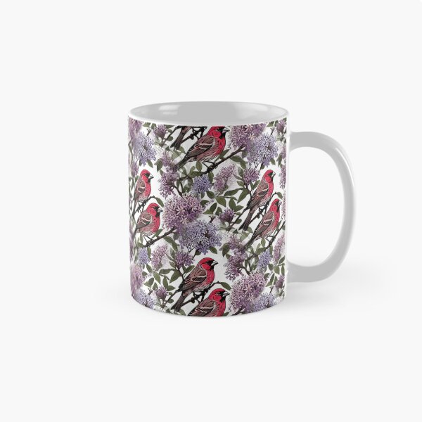 Item preview, New Hampshire Purple Finches And Purple Lilac Blossom Pattern  designed and sold by taiche.
