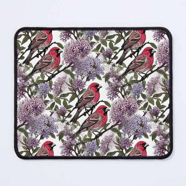 Item preview, New Hampshire Purple Finches And Purple Lilac Blossom Pattern designed and sold by taiche.