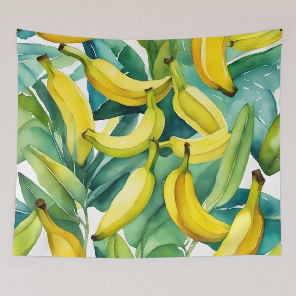 Item preview, Painted bananas among the leaves - banana watercolor designed and sold by Funny-Banana.