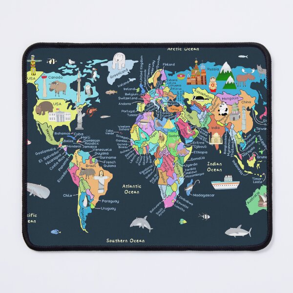 Item preview, World Map with Fun Illustrations by Carla Daly designed and sold by Carla Daly.