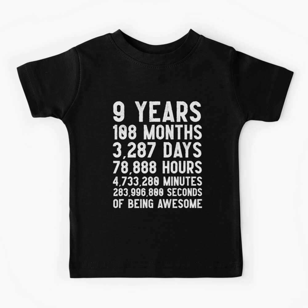 9th Birthday T-Shirt, 9 Years Awesome Shirt, 9 Year Old Birthday Shirt, Kids Birthday Gift