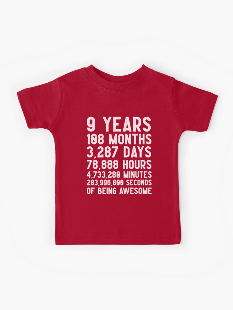 9th Birthday T-Shirt, 9 Years Awesome Shirt, 9 Year Old Birthday Shirt, Kids Birthday Gift