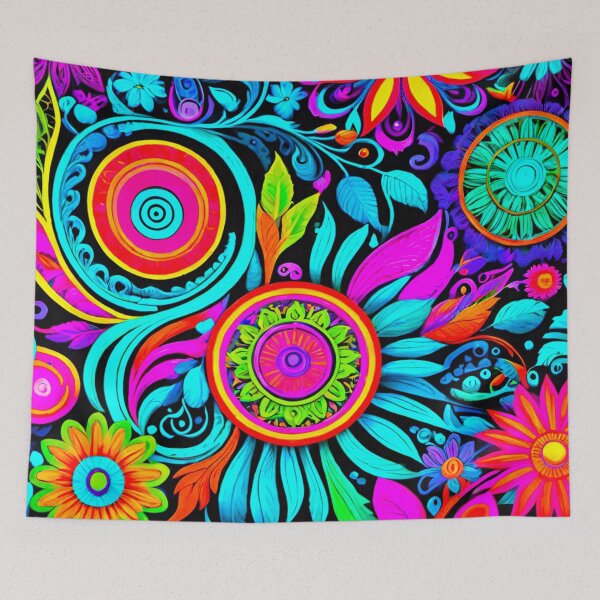 Item preview, Neon Bloom: Floral Pattern in Vivid Hues designed and sold by GrizzlyCollective.