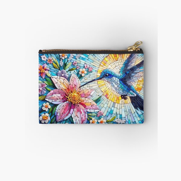 Item preview, Vibrant Mosaic Hummingbird and Floral Artwork designed and sold by 3MillsDesign.
