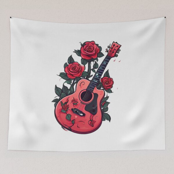 Item preview, Guitar and Flowers art designed and sold by Planetporridge.