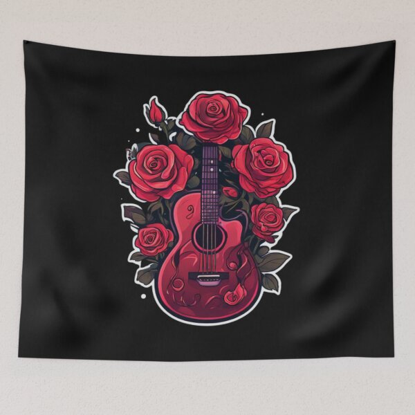 Item preview, Guitar with Flowers designed and sold by Planetporridge.