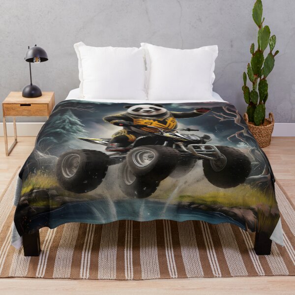 Item preview, Panda on a quad bike. Flight over water. designed and sold by MyHappyArtShop.