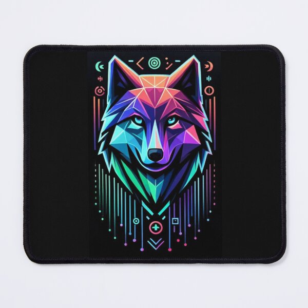 Item preview, Geometric Neon Wolf with Digital Accents designed and sold by StellaMagica.