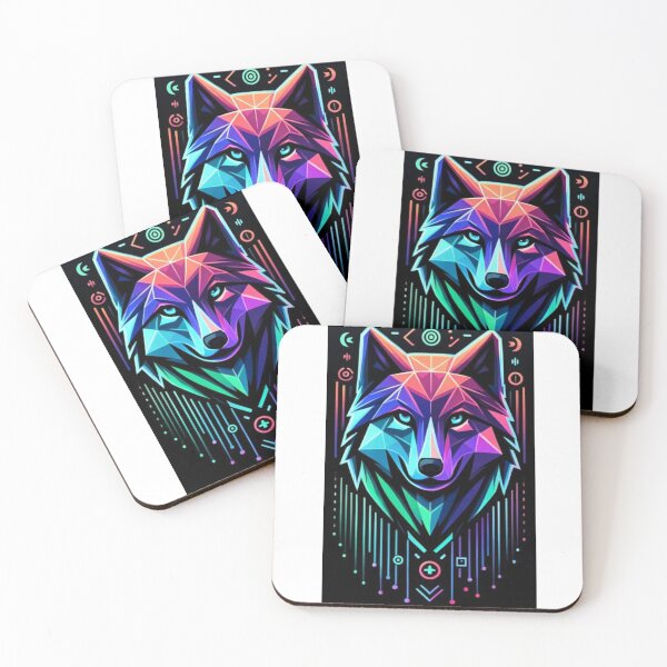 Item preview, Geometric Neon Wolf with Digital Accents designed and sold by StellaMagica.