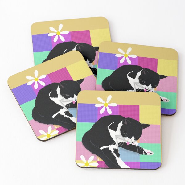 Item preview, PAWS: tuxedo cat grooming mat designed and sold by louendicott.