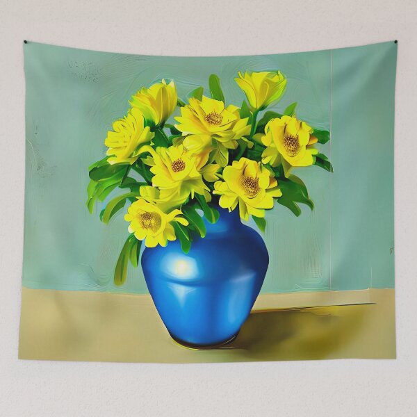 Item preview, Yellow Roses in a Blue Vase Boho Art designed and sold by Marymarice.