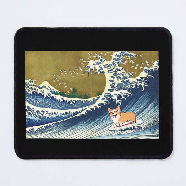 Item preview, Corgi dog surfing The Great Wave designed and sold by ouchmypancreas.
