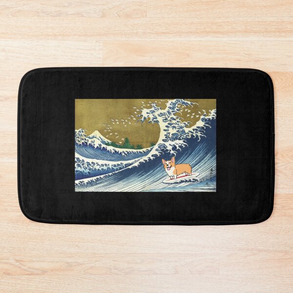 Item preview, Corgi dog surfing The Great Wave designed and sold by ouchmypancreas.
