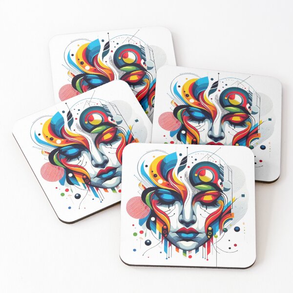 Item preview, Abstract Colorful Face with Geometric Patterns designed and sold by StellaMagica.