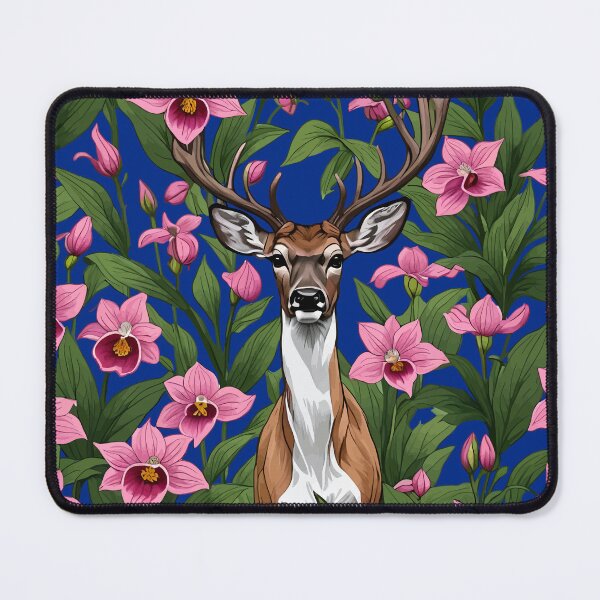 Item preview, New Hampshire White Tailed Deer And Pink Ladys Slipper designed and sold by taiche.