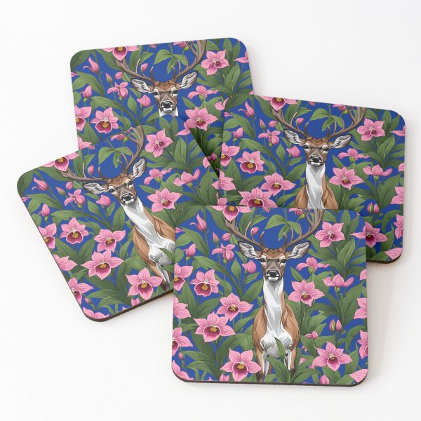 Item preview, New Hampshire White Tailed Deer And Pink Ladys Slipper designed and sold by taiche.
