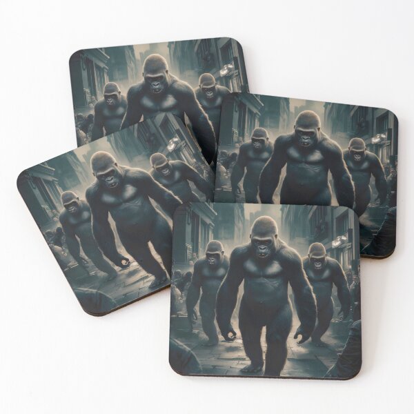 Item preview, Gorillas on the city streets. designed and sold by MyHappyArtShop.