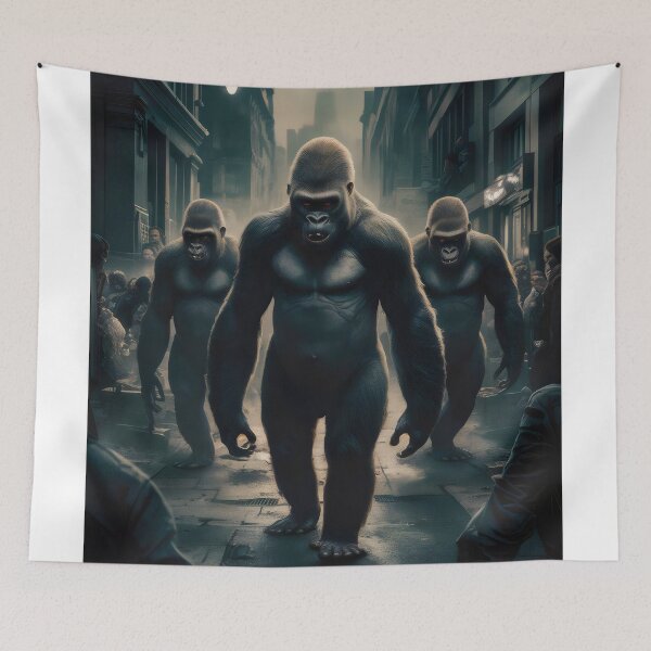 Item preview, Gorillas on the city streets. designed and sold by MyHappyArtShop.