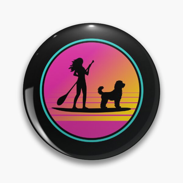 Item preview, Retro Summer Beach 80s Groodle SUP Paddleboarding Gift  designed and sold by Guarddogdrive.