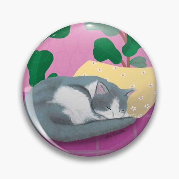 Item preview, PAWS: Grey Cat Daisy Pillow designed and sold by louendicott.