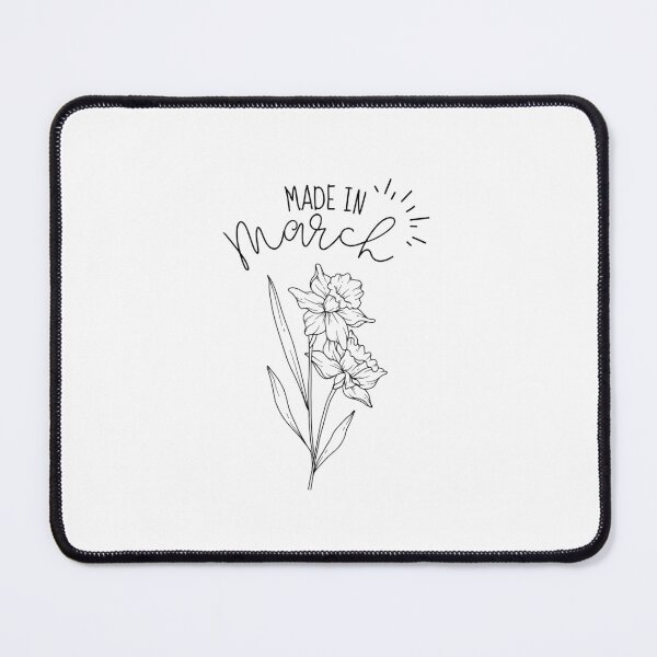 Item preview, "Made In March" | Daffodil/Jonquil March birth month flower | March birthday gifts designed and sold by SillyShibas.